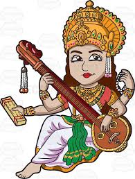 The illustration is available for. The Hindu Goddess Saraswati Vector Graphics Vectortoons Com Goddess Hindu Cartoon