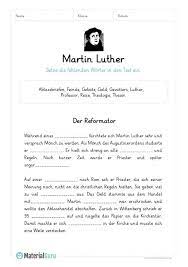 Abschließend ist noch der lebenslauf von martin luther auf dem steckbrief dargestellt. Ein Kostenloses Arbeitsblatt Zu Martin Luther Auf Dem Die Schuler Einen Luckentext Zu Martin Luther Bearbeiten Sollen Luther Martin Luther Religionsunterricht