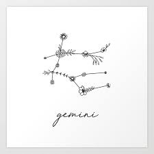 Gemini Floral Zodiac Constellation By Aterk Gemini Tattoo Designs Gemini Tattoo Constellation Art