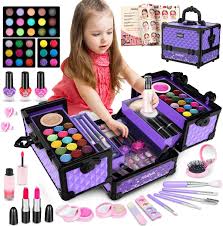 Hollyhi 59Pcs Kids Makeup Kit for Girl, Washable Play Makeup Toys Set for  Dress Up, Beauty Vanity Set with Cosmetic Case Birthday Toys for Girls 3 4  5 6 7 8 9 10 11 12 Year Old Kids Toddlers (Purple)