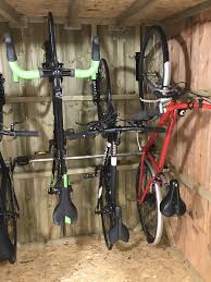 Closer Up Pic Showing The Bikes Hanging Up On The Back Wall Of The Shed Bike Shed Diy Shed Plans Diy Shed