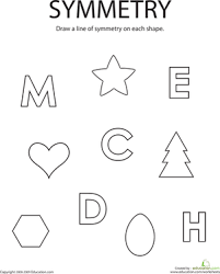 Complete a drawing over a line of symmetry. Drawing Lines Of Symmetry Worksheet Education Com