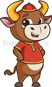 Chinese happy new year with ox and floral red vector. Cute Chinese New Year Ox Cartoon Clipart Vector Friendlystock In 2021 Cartoon Clip Art Chinese New Year Cartoon Illustration