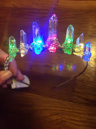 Little Light Up Tiara Led Crown Light Up Crown Raw Crystal Etsy In 2020 Glow In Dark Party Festival Headpiece Glow Party