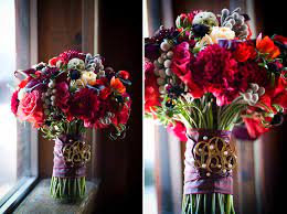 Specialize in real touch and high quality silk wedding bouquets, accessories (ring bearer pillows, favor bags, boxes. Modern Purple Red Winter Wedding Inspiration Every Last Detail