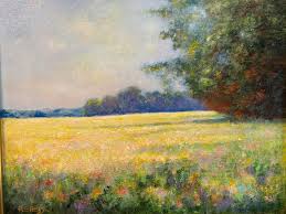 Flower field stock illustrationby incarnatus0/234. Yellow Field Of Flowers Robert Hess Paintings Prints Landscapes Nature Fields Wildflower Flower Fields Artpal