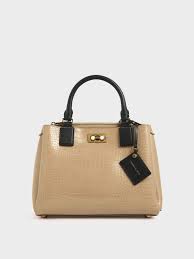 Whatever you're shopping for, we've got it. Beige Croc Effect Large Structured Bag Charles Keith Us
