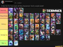 ClashRoyale it A tier list for how each of the characters' farts would  smell Stans As? Drsgushag, Stingye Avemage - iFunny