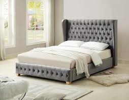 Belle isle furniture regal gray velvet king upholstered bed (28) $ 205 44 stylewell handale ivory upholstered king bed (78.5 in w. Grey Velvet High Headboard King Size Bed Homegenies