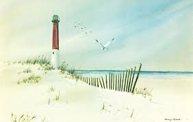 Barnegat Lighthouse Nj From Watercolor Painting 1979 Postcard Hippostcard Barnegat Lighthouse Painting Watercolor Paintings