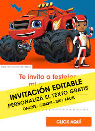 Create, customize, and send beautiful free online invitations with punchbowl today. 6 Free Blaze And The Monster Machines Birthday Invitations For Edit Customize Print Or Send Via Whatsapp Fiestas Con Ideas