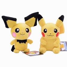 It evolves into pikachu when leveled up with maximal happiness; Takara Tomy Pokemon Pichu Plush Lovely Pikachu Juvenile Version Evolution Toy Hobby Collection Doll Kawaii Gift For Girl Mome Ge