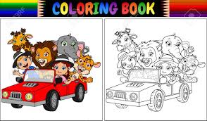To purchase advertising space here, email us at: Vector Illustration Of Coloring Book With Funny Kids And Animal Cartoon On Red Car Royalty Free Cliparts Vectors And Stock Illustration Image 93541897