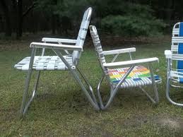 Vtg 2 Short Beach Size Webbed Aluminum Folding Lawn Chairs Yard Patio Camping Lawn Chairs Garden Patio Furniture Patio