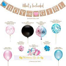 Inside perrie edwards' baby shower as party hints at gender reveal for first child. Buy Doreen Gender Reveal Party Supplies And Baby Shower Boy Or Girl Kit 64 Pieces Including 36 Reveal Balloon Confetti Balloons Banner Photo Props And More Online Shop Stationery