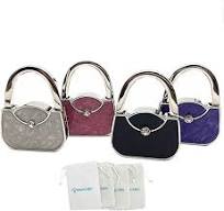 ROFLYER Handbag Shape Design Metal Foldable Purse Bag Hook Table Hanger,Set of 4
