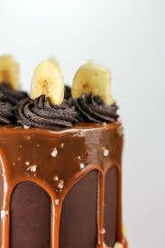 Dark Chocolate And Salted Caramel Banana Layer Cake Flour Covered Apron Recipe Chocolate Banana Cake Salted Caramel Cake Chocolate Caramel Cake