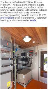Certified Leed For Homes Platinum The Project Incorporates A Geo Exchange Heat Pump Under Floor Radiant Heating Trip Heat Pump Solar Pool Solar Pool Heating
