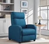 Sofá Reclinable De Tela Moderno Individual Color Azul Azul Diseño De La Tela