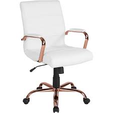 mid back white leather executive swivel chair with rose gold frame and arms rose gold room decor gold room decor rose gold rooms