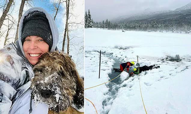 Mom-of-four, 45, disappears in frozen Alaska river after she swam under the  ice to save her rescue dog which fell through a hole while walking with her  husband on their wedding anniversary |