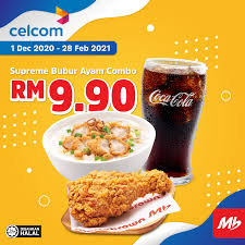 Bubur seafood memadukan daging salmon dan udang dengan aneka bumbu yang memperkaya rasa. Marrybrown Celcom Users Promotion 1 December 2020 28 February 2021 Social Media Design Graphics 28 February Supreme
