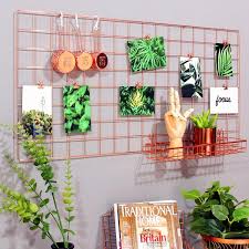 Amazon De Wuzilin Upgrade Wandgitter Regal Diy Eisen Gitter Der Fotowand Dekoration Pinnwand Foto An Goldwande Foto Hange Gerahmte Wand