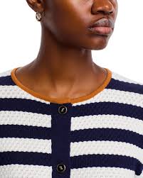 Sioni Striped Long Sleeved Cardigan In Heather