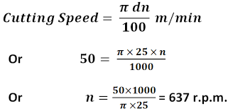 Lathe Machine Formula Cutting Speed Depth Of Cut Feed