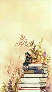So Cute Book Wallpaper Amazing Art Painting Girl Reading Book