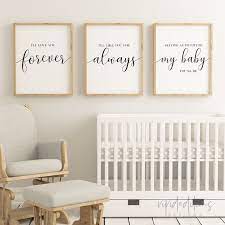 Love You Forever Nursery Quote Prints Set Of 3 In 2021 Baby Girl Nursery Room Simple Nursery Nursery Baby Room