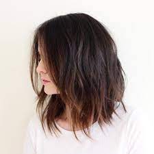 Long Messy Brown Bob With Balayage Hair Styles Messy Bob Hairstyles Bob Hairstyles
