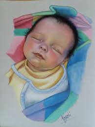 Bébé de 0 à 6 mois. Bebe Dort Drawing By Marjorie Artiste Pastelliste Artmajeur