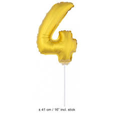 Cijfer Ballon Cijfer 4 41 Cm Goud Jokershop Be Feestwinkel