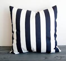 Black And White Striped Pillow Shams Navy Blue Throw Pillow Cover One 18 X 18 Cushion Cover Navy Striped Throw Pillow Navy Blue Throw Pillows Throw Pillows White Throw Pillows