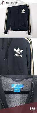 Black And Gold Adidas Track Jacket Adidas Black And Gold Stripe Hoodie Jacket Sz M With Images Black Adidas Striped Hoodie Hoodie Jacket