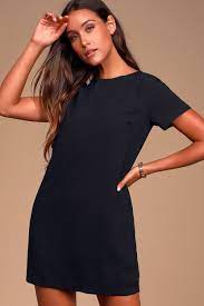 Ice silk plus size short sleeve shift dress. Chic Black Dress Shift Dress Short Sleeve Dress Lulus