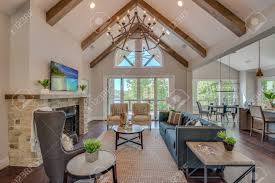 Maybe you would like to learn more about one of these? Wood Beams And Vaulted Ceiling In Great Room Stock Photo Picture And Royalty Free Image Image 149542403