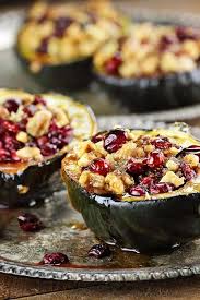 Stuffed Acorn Squash With Apples Nuts And Cranberries Recipe Recipes Acorn Squash Recipes Squash Recipes