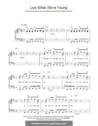 текст песни One Direction Live While We Re Young Live While We Re Young One Direction While We Re Young Lyrics And Chords Printable Sheet Music