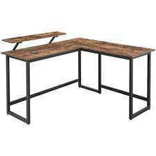 Maybe you would like to learn more about one of these? 55 L Shape Computer Desk With Monitor Stand Brown Black Benzara Target