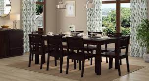 Esofastore prada dining set 7pcs dining room furniture shiny table top tufted 6 chairs black color fabric. Arabia Xxl Aries 8 Seater Dining Table Set Urban Ladder