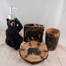 Shop rowme for bathroom accessories, including headbands, shower caps, bath brushes & more! Black Bear Bathroom Accessories Bear Bathroom Decor Black Bear Decor Bathroom Decor Sets
