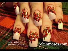 Christmas Flowers Poinsettia Design Robin Moses Nail Art Tutorial Christmas Nail Art Designs Winter Nail Art Flower Nail Art