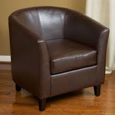 christopher knight home preston brown bonded leather barrel club chair 205 99 find 2 in black living room chairs leather club chairs club chairs