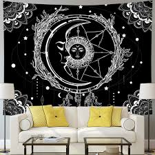 Macrame wall hangings are one of my favorite vintage items from the seventies. Buy Moon And Sun Tapestry Psychedelic Bohemian Mandala Wall Tapestry Black And White Indian Hippy Celestial Tapestry Starry Dreamcatcher Tapestry Wall Hanging For Bedroom Living Room Dorm W59 1 H51 2 Online In Indonesia