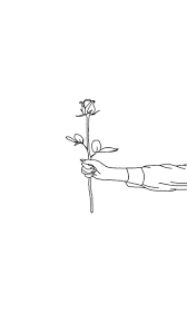 Senior Hyunjin Complete Flowers Black Background Line Art Drawings Background Drawing