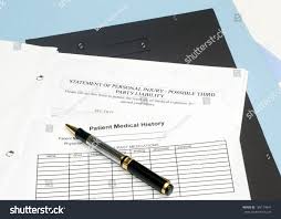 statement personal injury form patient chart stock photo