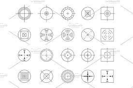 Collection Of Vector Flat Simple Targets Isolated On White Background Different Crosshair Icons Aims Templates Shooting Marks And Cross Hairs Design Hair Designs White Background Design