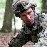 U.S. Army Pvt. Nathan Mann, assigned to Headquarters